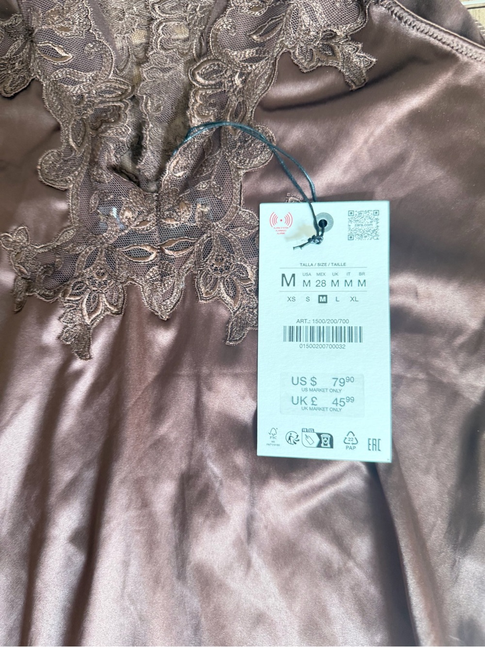 Zara Chocolate Brown Satin Lace-Trim Bodysuit - Picture 12 of 12